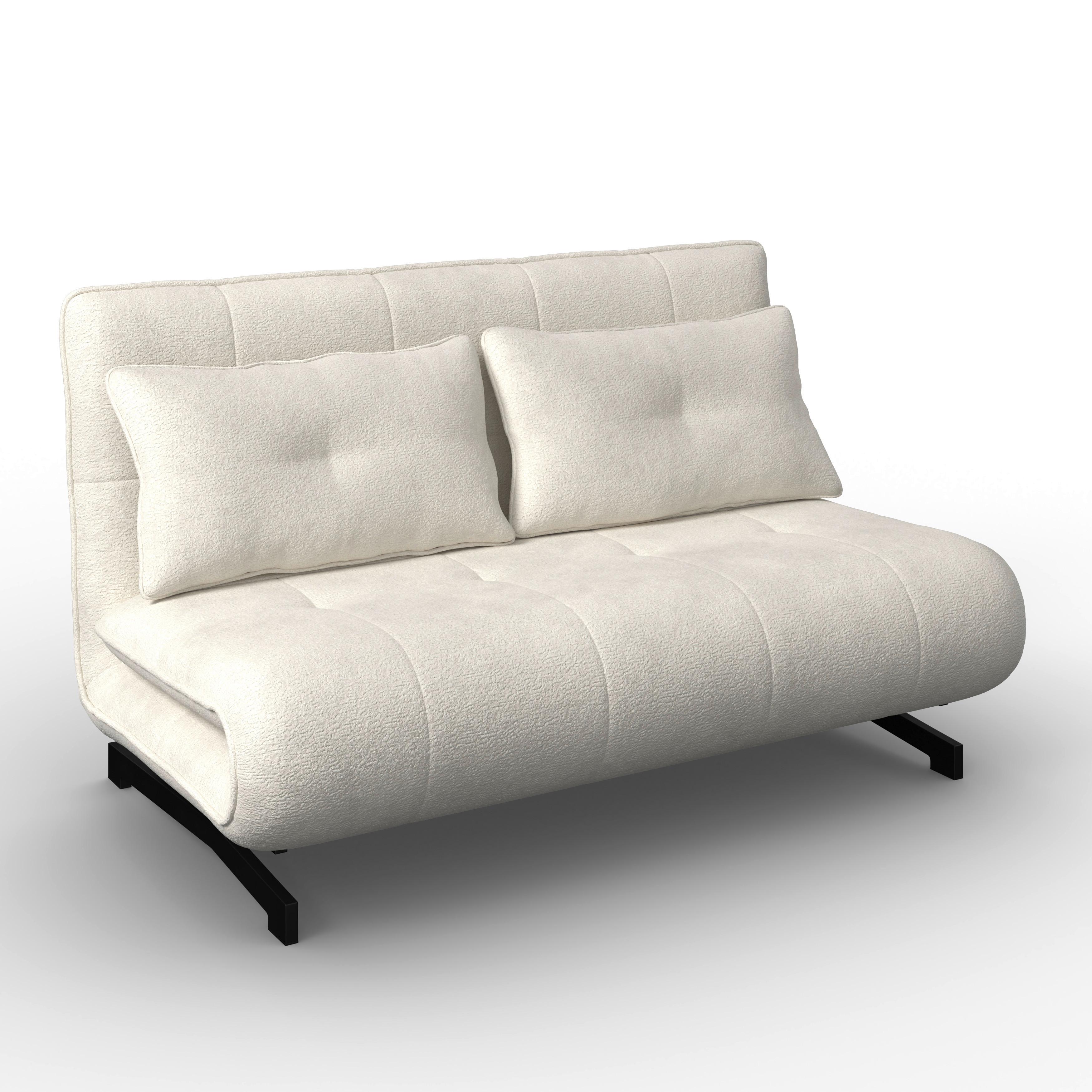 Rozkladacia pohovka LUNA, biele buklé, max.240 kg - čierna/biela, Modern, kov/textil (142/40/62cm) - Bessagi Home