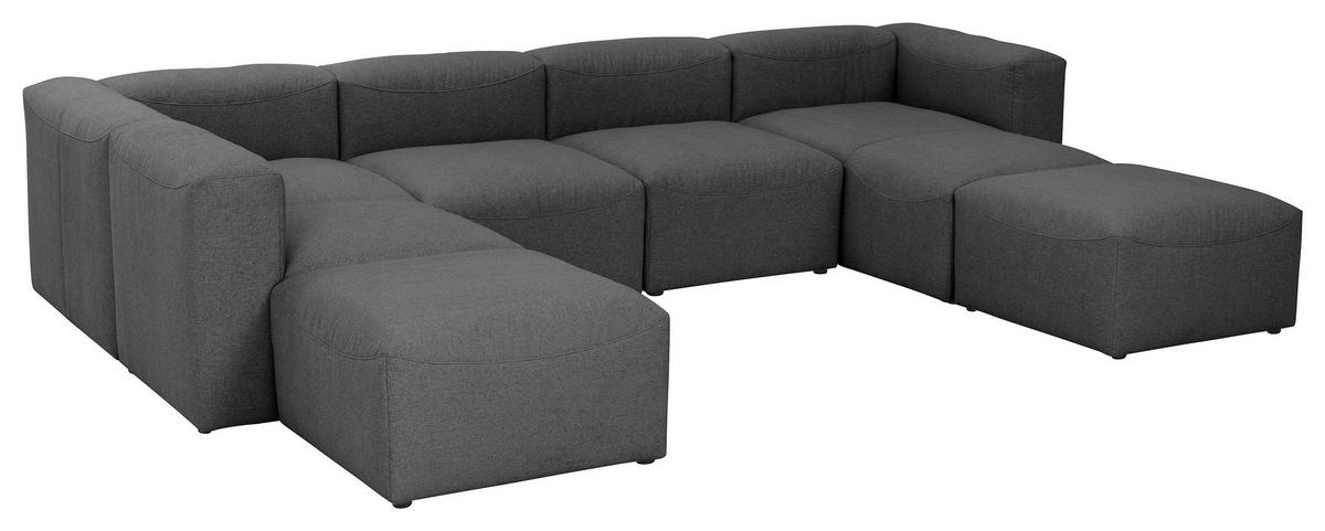 Wohnlandschaft Lena Anthrazit Flachgewebe - Anthrazit, Design, Textil (250/350/235cm) - Max Winzer