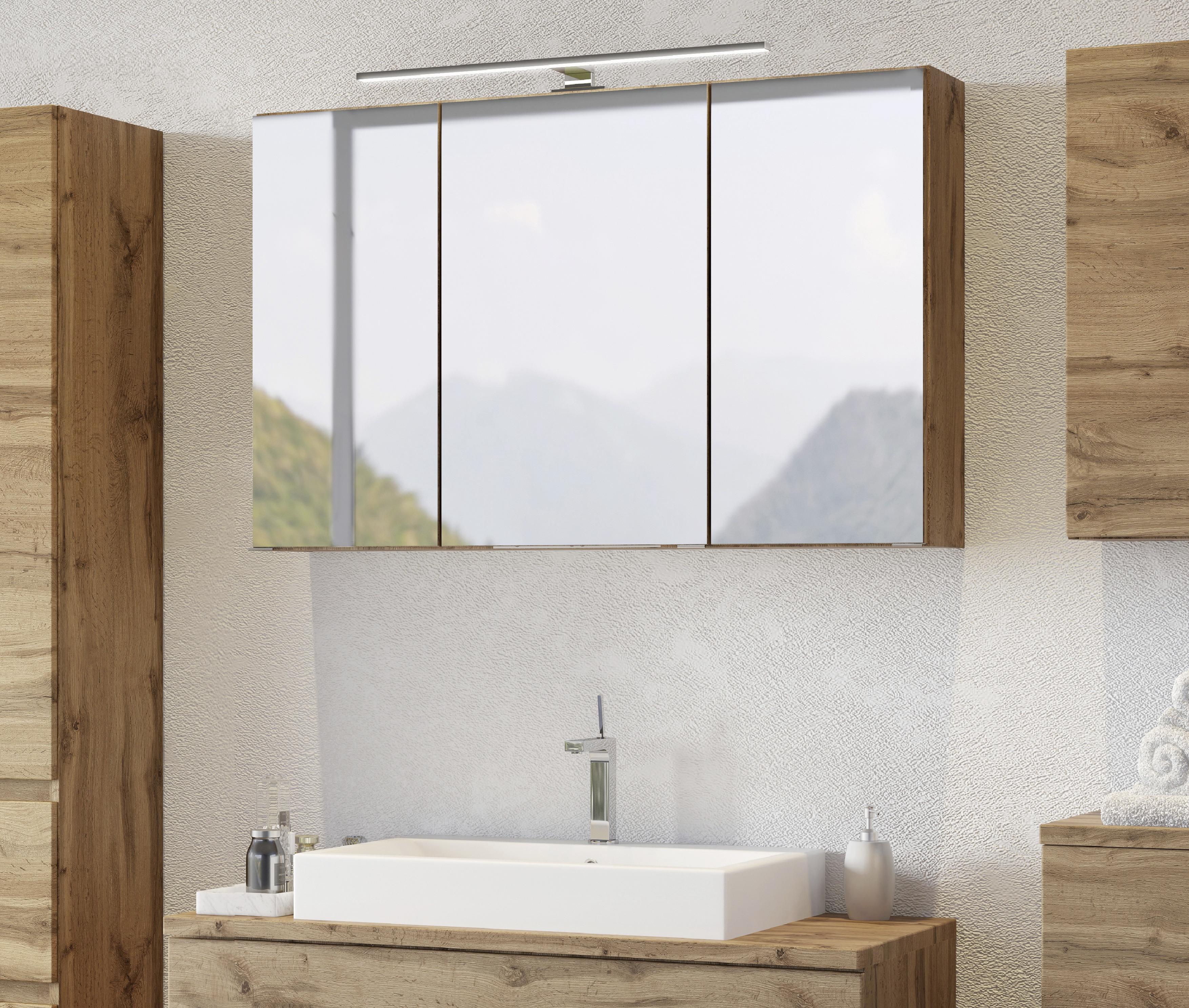 Badmöbel-Set 4-Teilig Pienza B: 100 cm Eiche Wotan Dekor