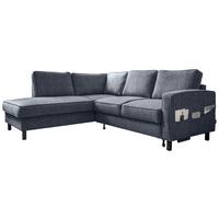 Ecksofa Molly Dunkelblau S: 198x233 cm - Schwarz/Dunkelblau, Textil (198/233cm) - MID.YOU