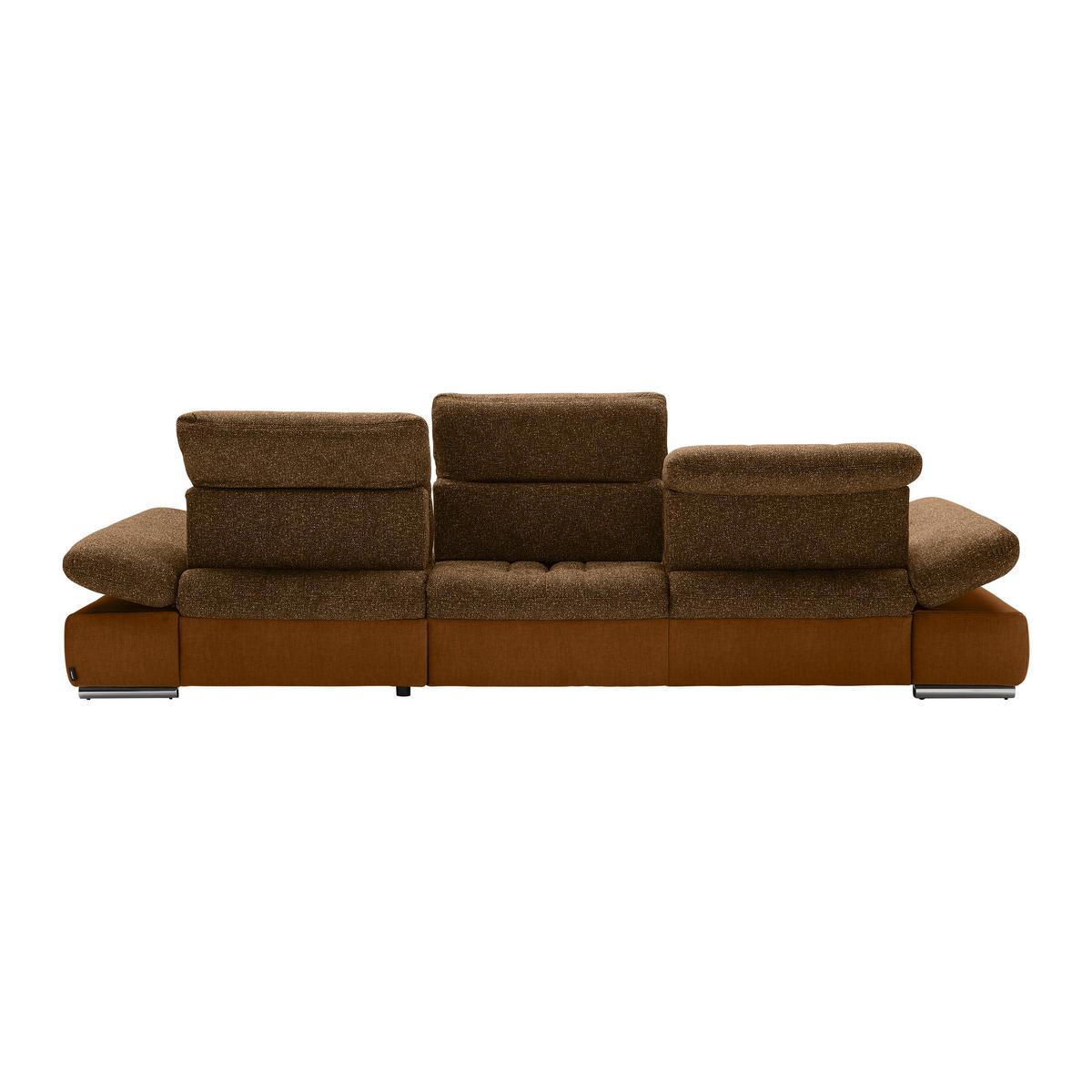 Rohová sedačka SANFINO, pravá, horčicovožltá / koňaková - horčicovožltá/chrómová, Konventionell, kov/drevo (305/79-96/199cm) - Premium Living