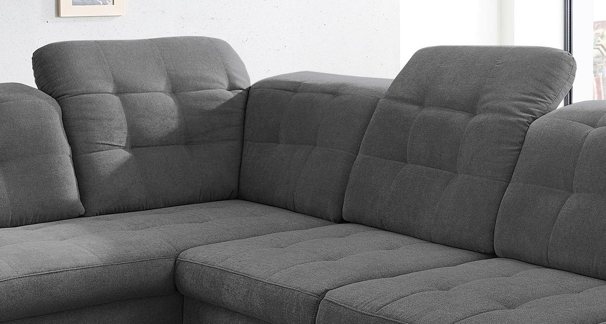 Wohnlandschaft Zira Mit Schlaffunktion Anthrazit - Chromfarben/Anthrazit, Design, Textil (212/330/169cm) - Livetastic