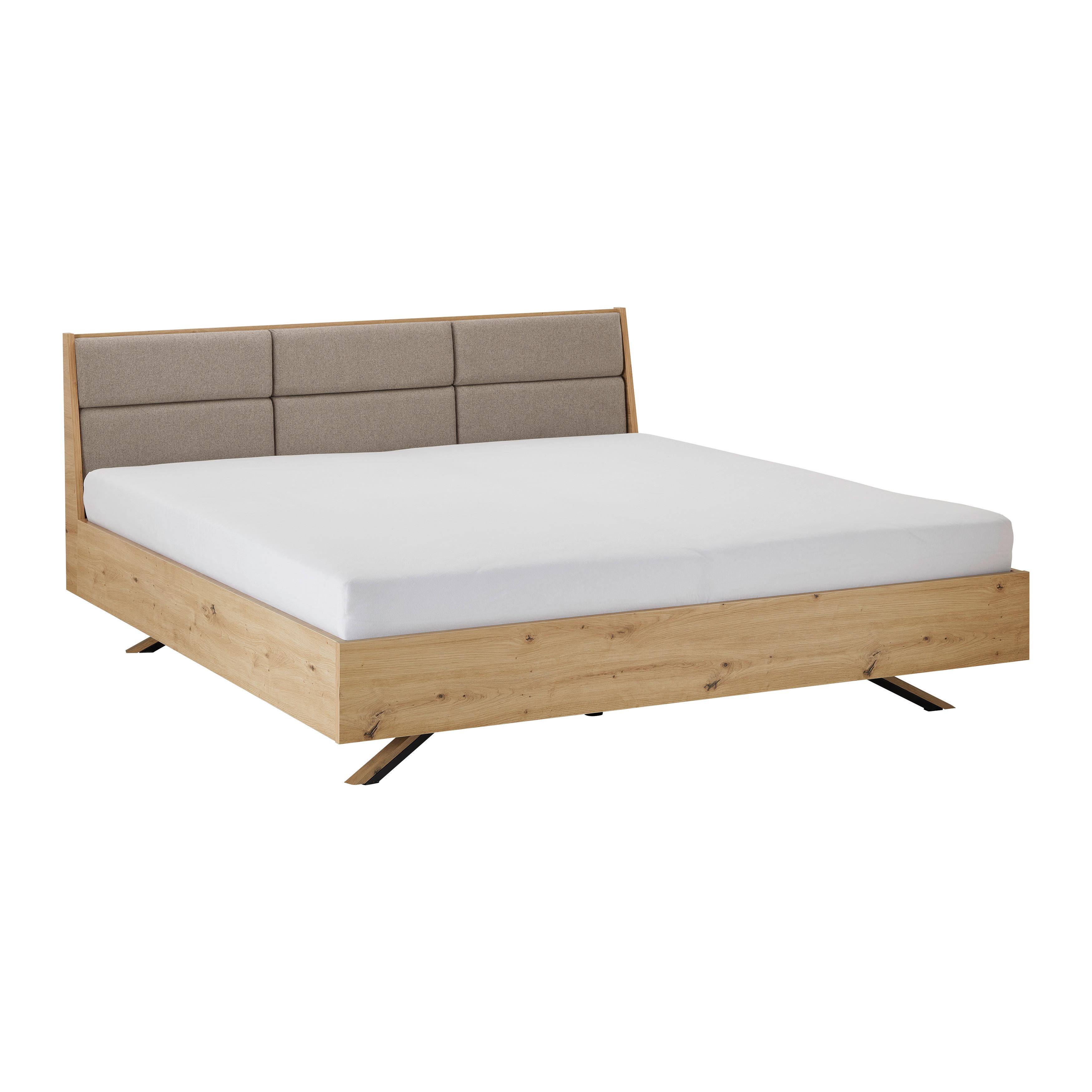 Manželská postel Dormio hnědá/dekor dub 180x200 - barvy dubu/černá, Moderní, kov/dřevo (180/200cm) - Bessagi Home