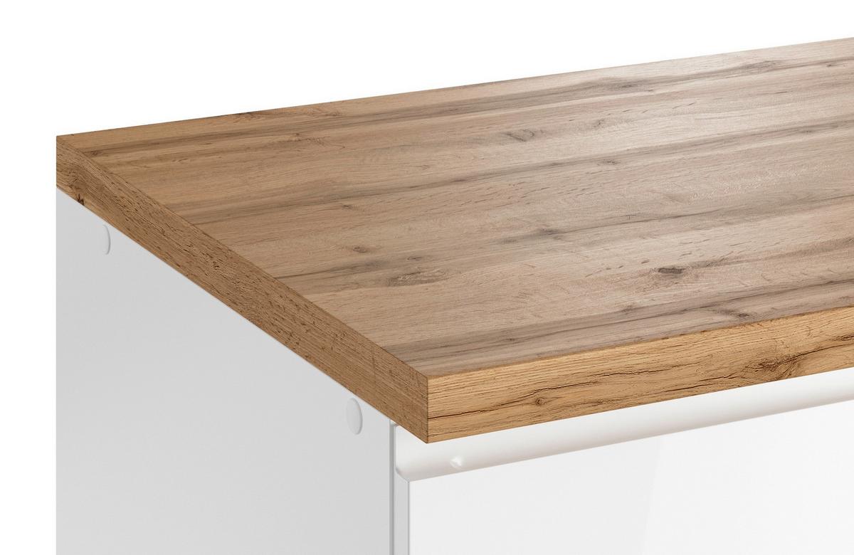 Küchenzeile Monza Mit Geräten B: 300 Cm Weiß/eiche Dekor - Weiß Hochglanz/Eiche Wotan, LIFESTYLE, Holzwerkstoff (300cm) - Held