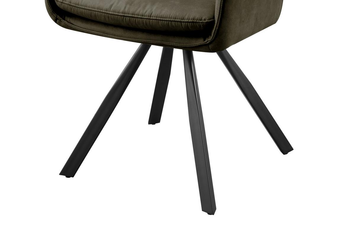 Armlehnstuhl Luna drehbar grün, B: 57cm - Schwarz/Grün, MODERN, Holz/Textil (57/90/62cm)
