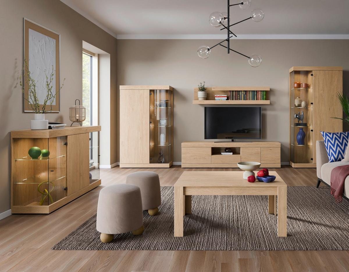 Sideboard Aretta Eichefarben B: 140 cm - Eichefarben, MODERN, Glas/Holzwerkstoff (140/91,6/41,8cm)