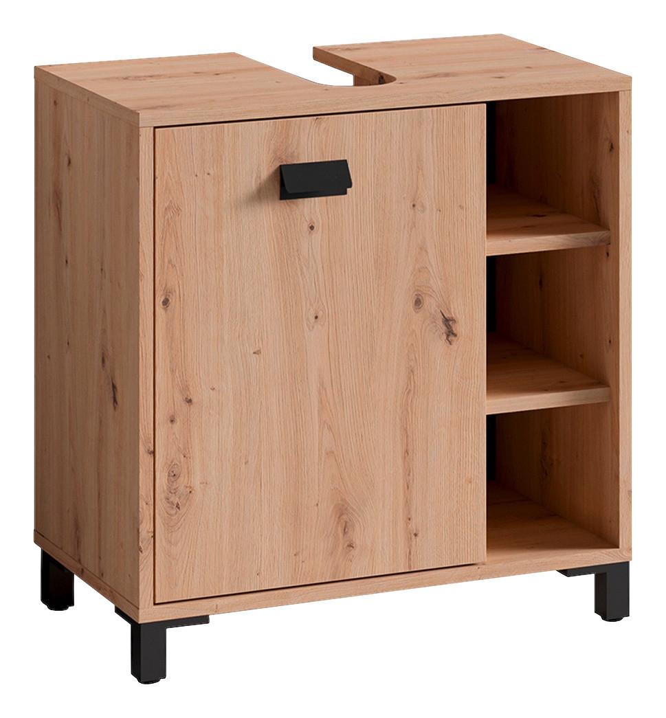 Waschbeckenunterschrank Wellness B: 60 cm Eiche Dekor - Anthrazit/Schwarz, MODERN, Holzwerkstoff (60/62/34cm) - MID.YOU