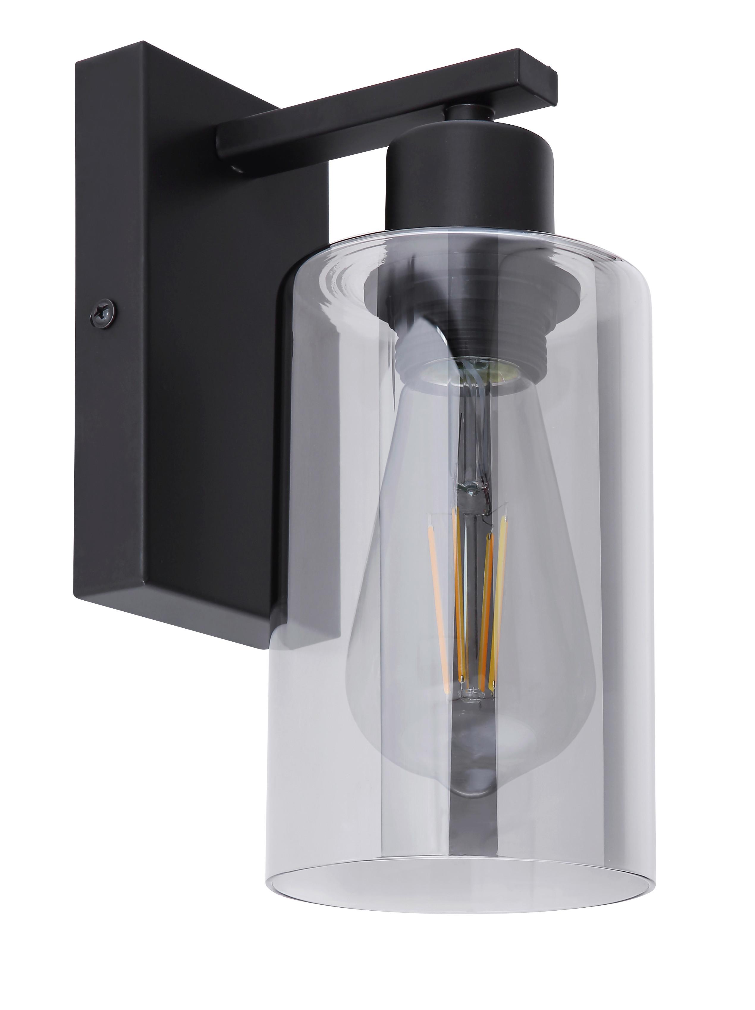 Wandleuchte 1-flammig Grau/schwarz - Schwarz/Grau, Design, Glas/Metall (10/15/23cm) - Globo