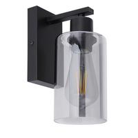 Wandleuchte 1-flammig Grau/schwarz - Schwarz/Grau, Design, Glas/Metall (10/15/23cm) - Globo
