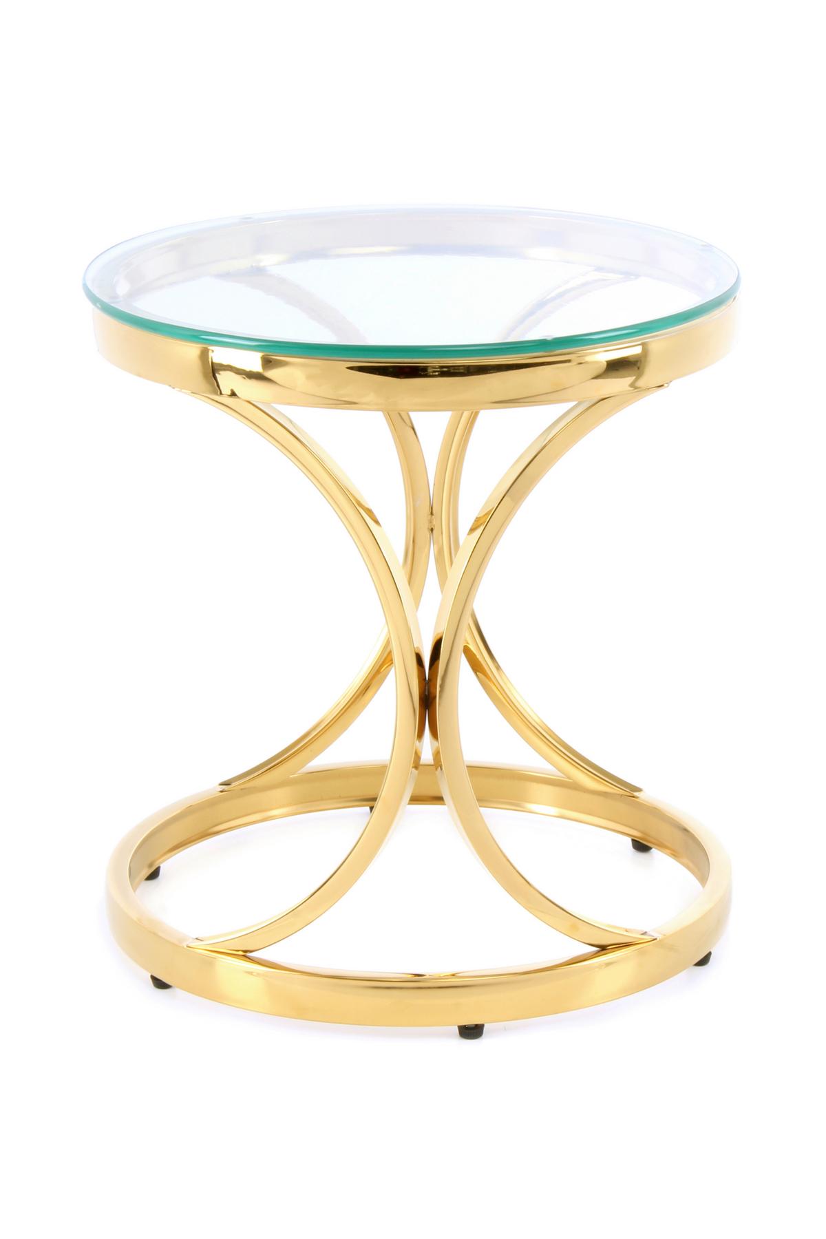 Beistellitsch mit Glasplatte Weyda, Gold/Klar - Klar/Goldfarben, Basics, Glas/Metall (40/42/40cm) - Kayoom
