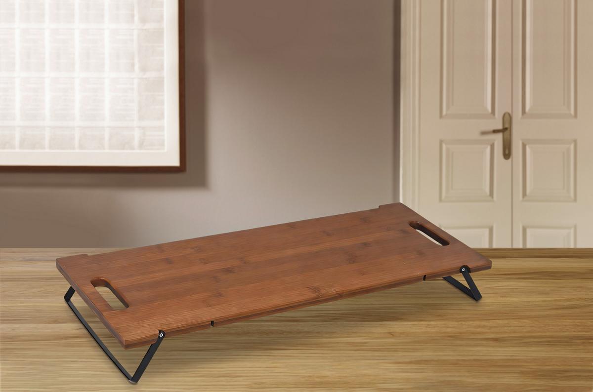 Tablett Till aus Bambus L: 66 cm - Naturfarben, MODERN, Holz/Metall (66/25/1,8cm) - James Wood
