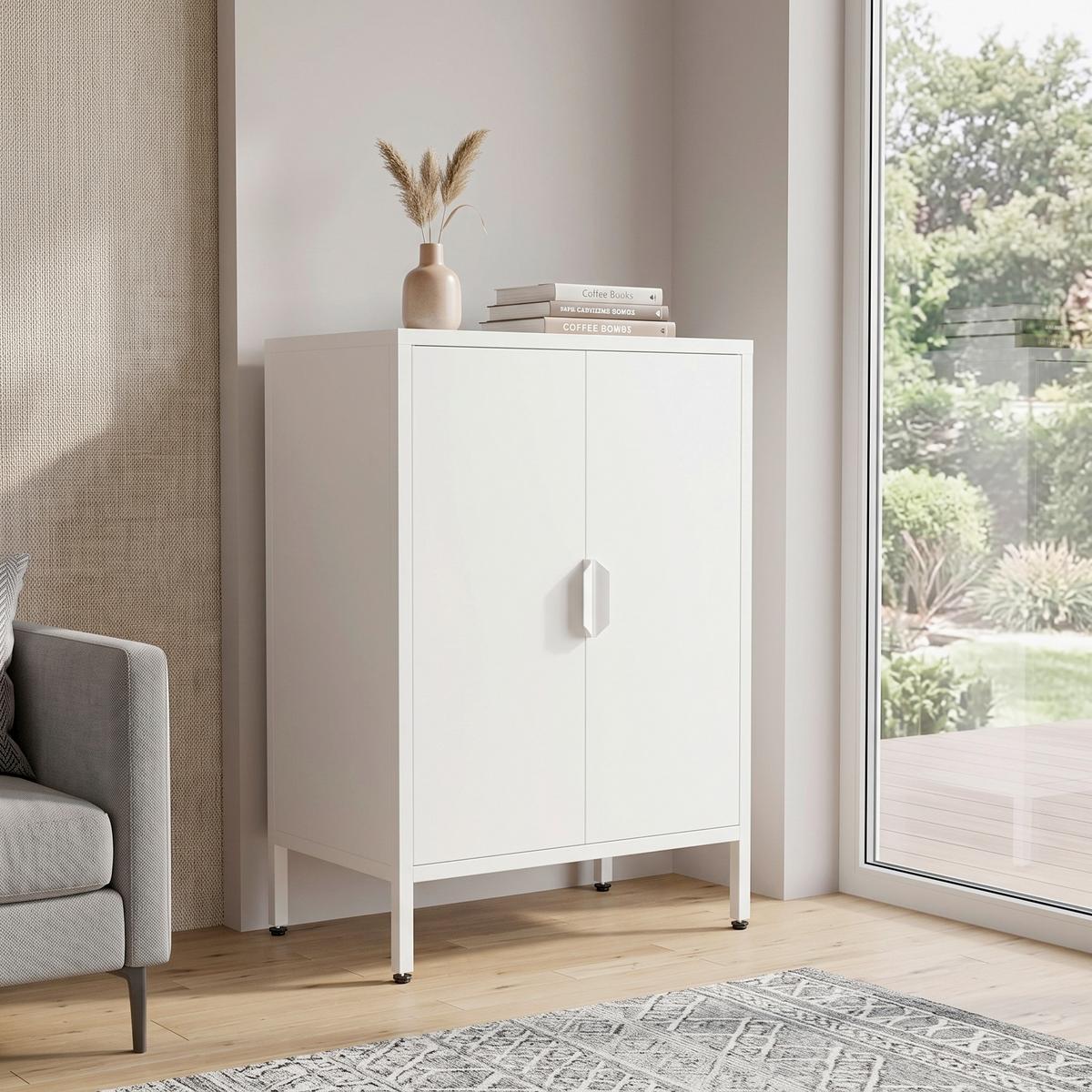 KOMMODE Flokas Weiß B: 60 cm - Weiß, Design, Metall (60/80/35cm) - MID.YOU