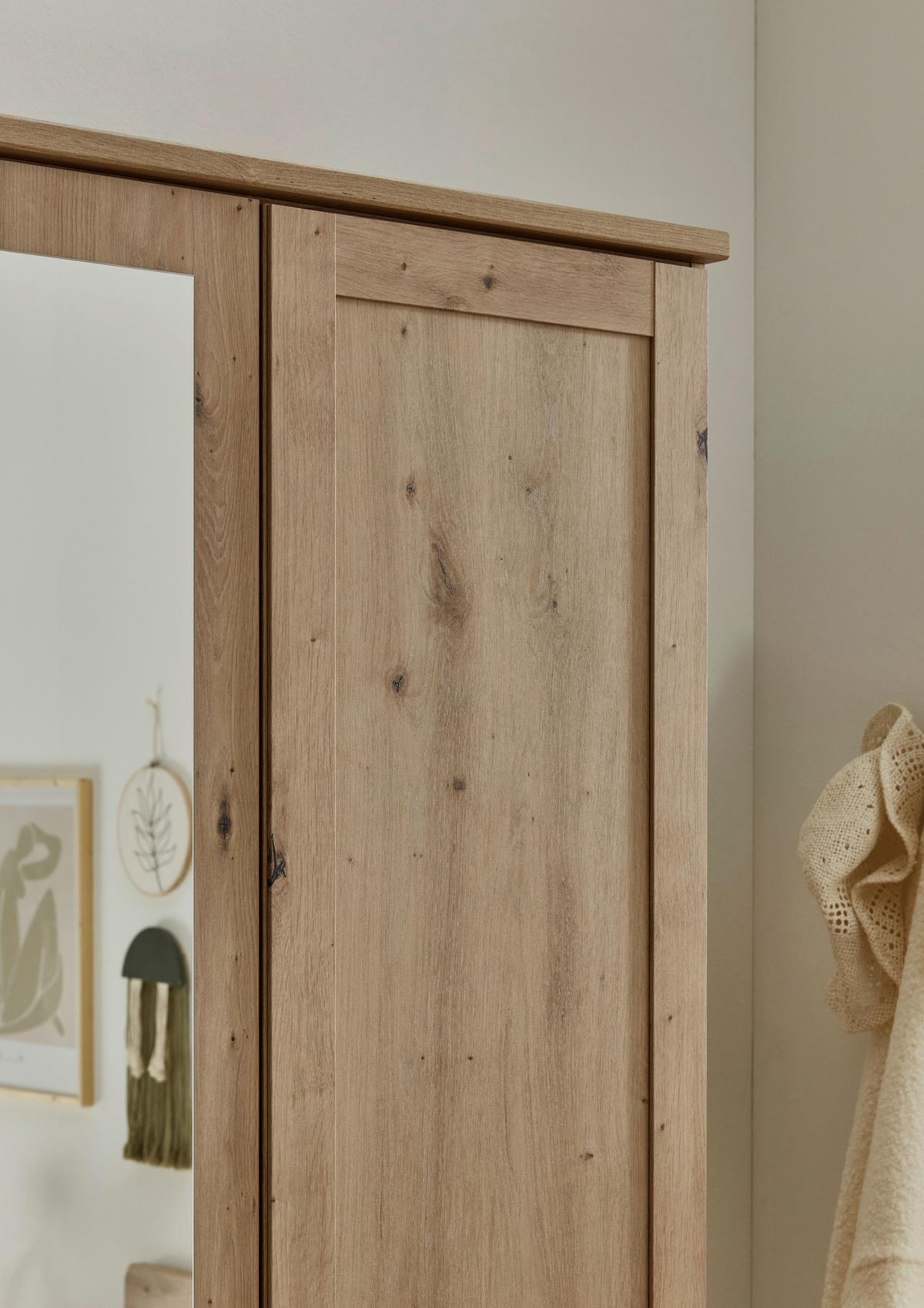 Drehtürenschrank Nadja Eiche Dekor B: 135 cm - Eiche Artisan, KONVENTIONELL, Glas/Holzwerkstoff (135/210/58cm) - MID.YOU