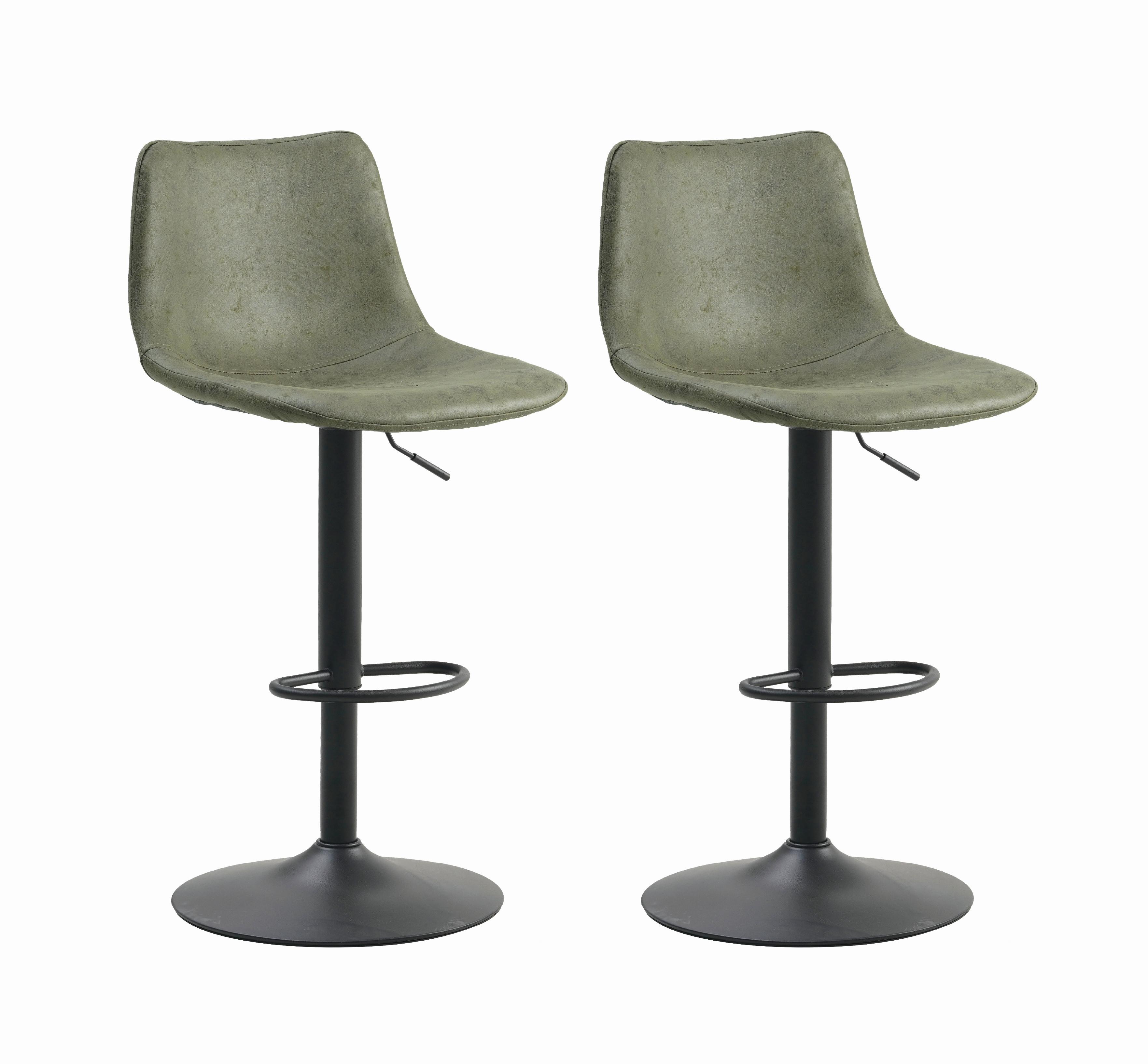 BARHOCKER-SET Glenn Grün B: 45cm - Schwarz/Grün, Basics, Textil/Metall (45/90/52cm) - MID.YOU