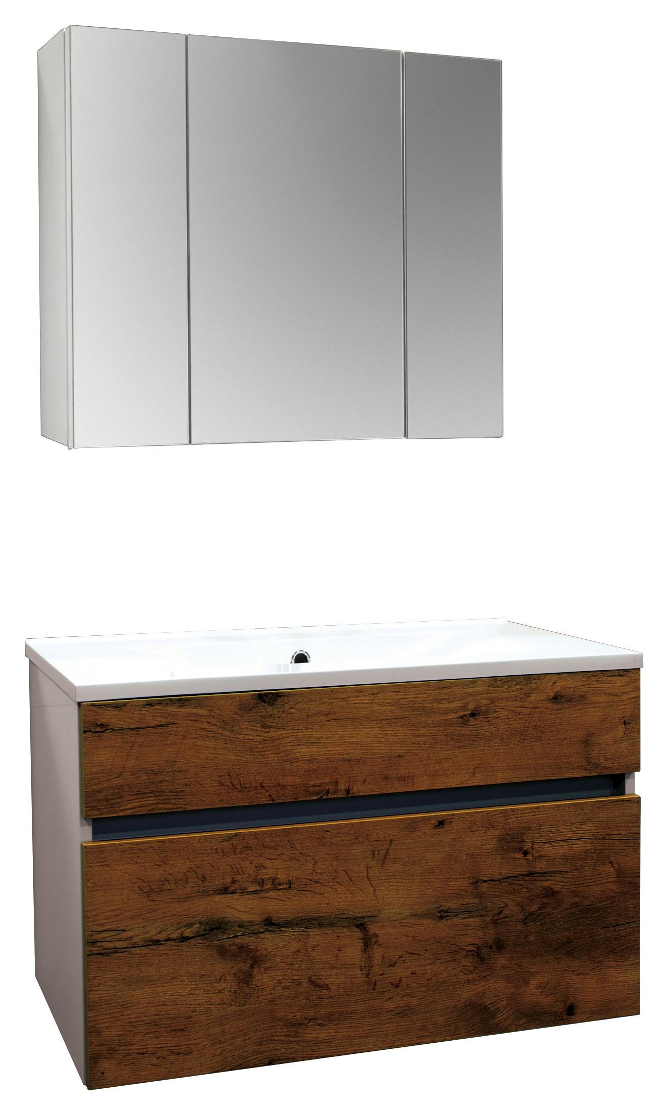 Badezimmer Koper Eiche Antik - Eichefarben/Weiß, MODERN, Holzwerkstoff (79,6/46/50cm)