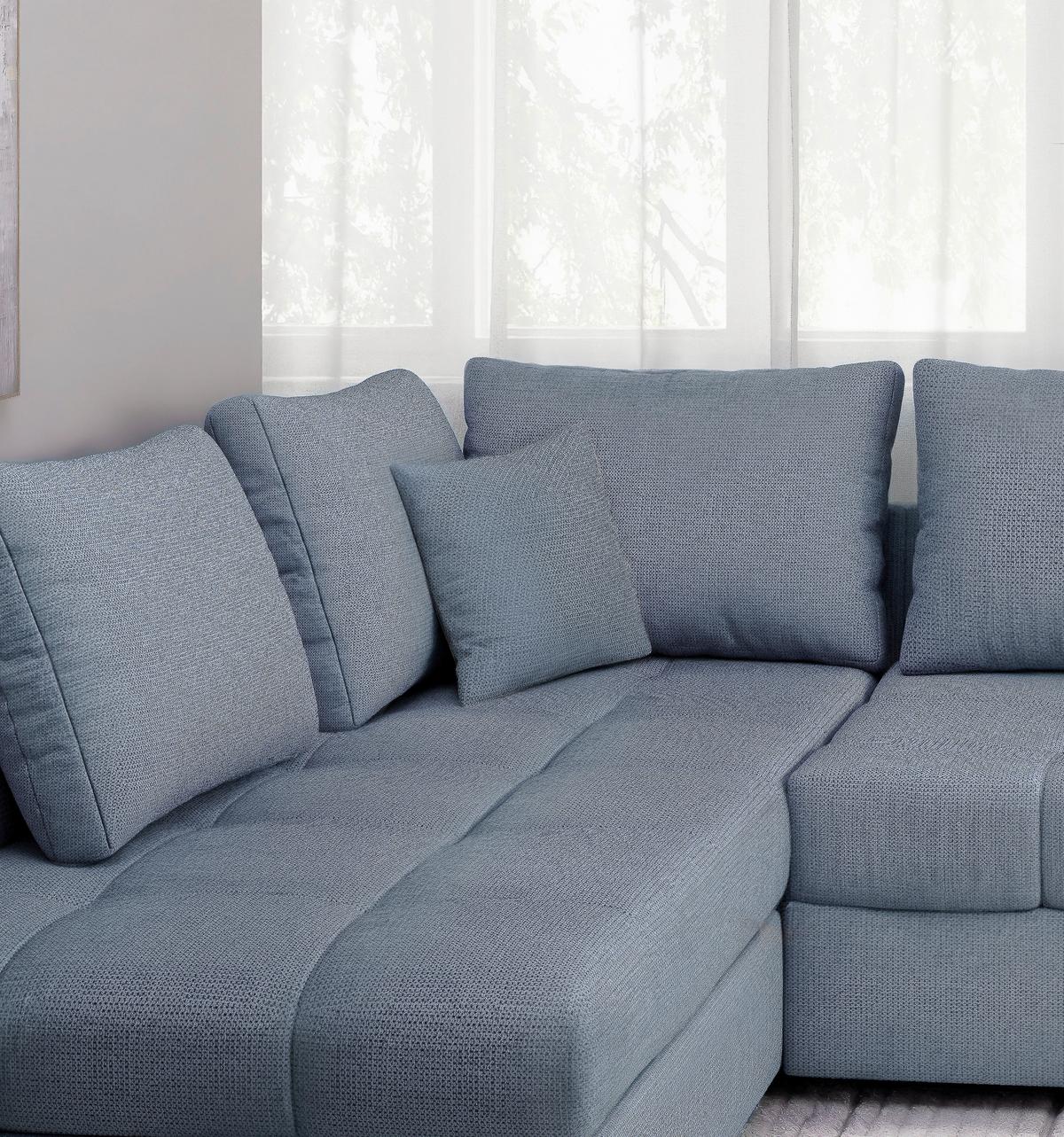 Eckschlafsofa Alvito Hellblau S: 202x298 Cm - Schwarz/Hellblau, MODERN, Textil (202/298cm) - MID.YOU