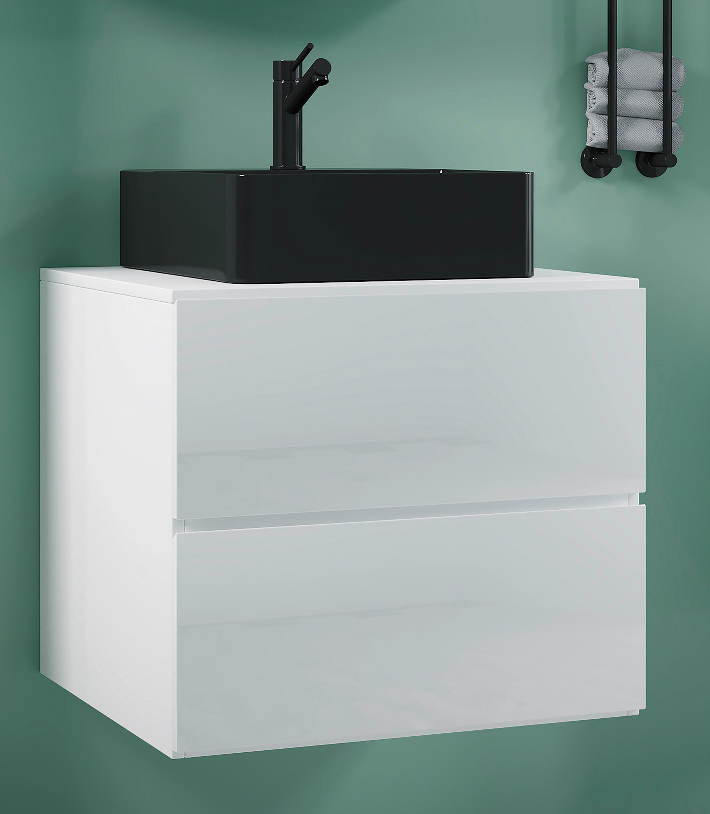 Waschtischkombi Lendas Bl S - Schwarz/Weiß, MODERN, Keramik/Holzwerkstoff (61cm) - MID.YOU
