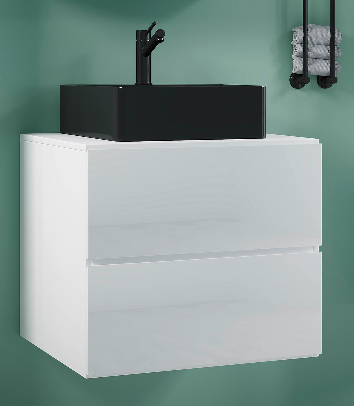 Waschtischkombi Lendas Bl S - Schwarz/Weiß, MODERN, Keramik/Holzwerkstoff (61cm) - MID.YOU