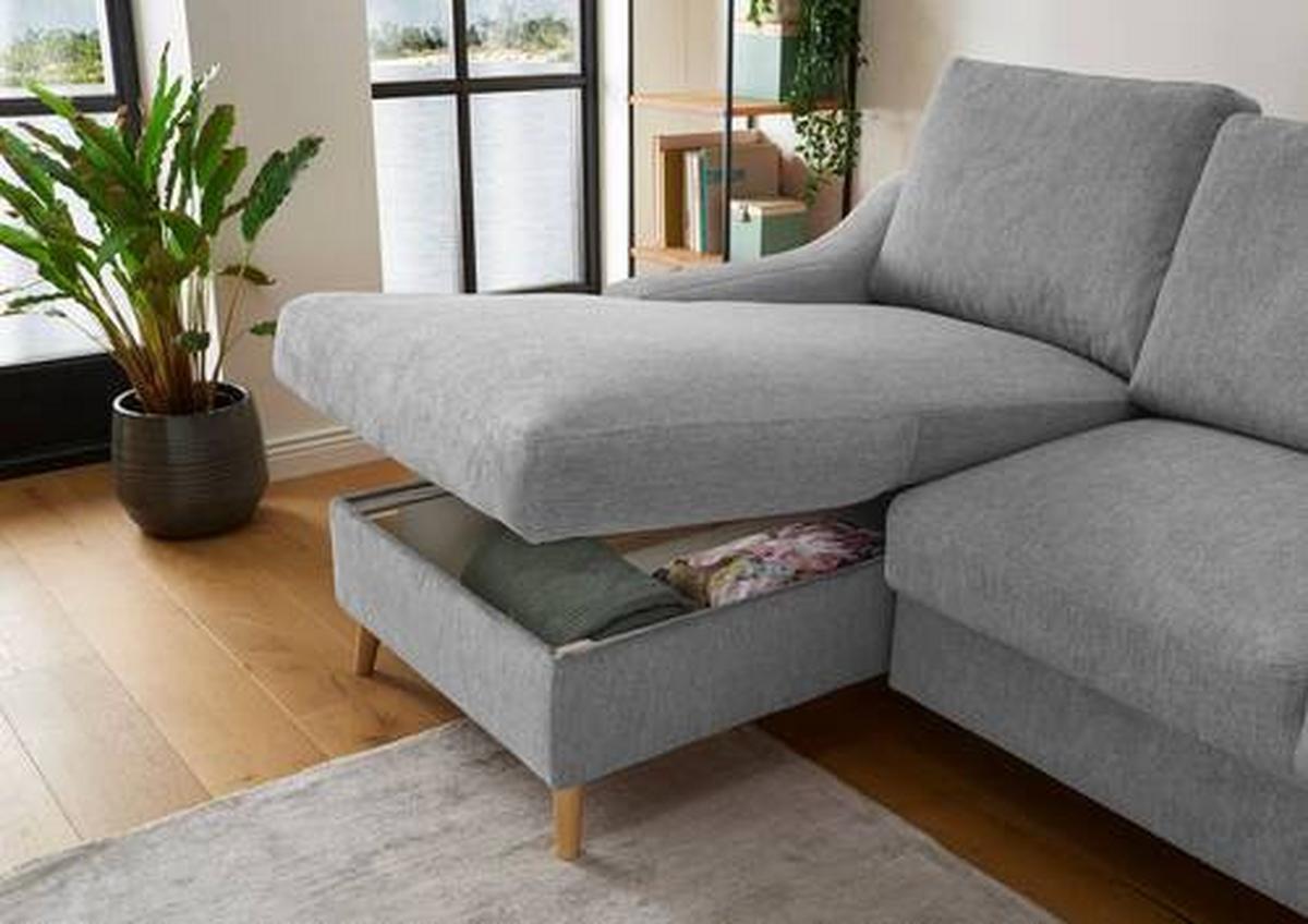 Ecksofa Valentina Grau S: 150/228 Cm - Dunkelrosa/Naturfarben, Design, Textil (150/228cm) - MID.YOU