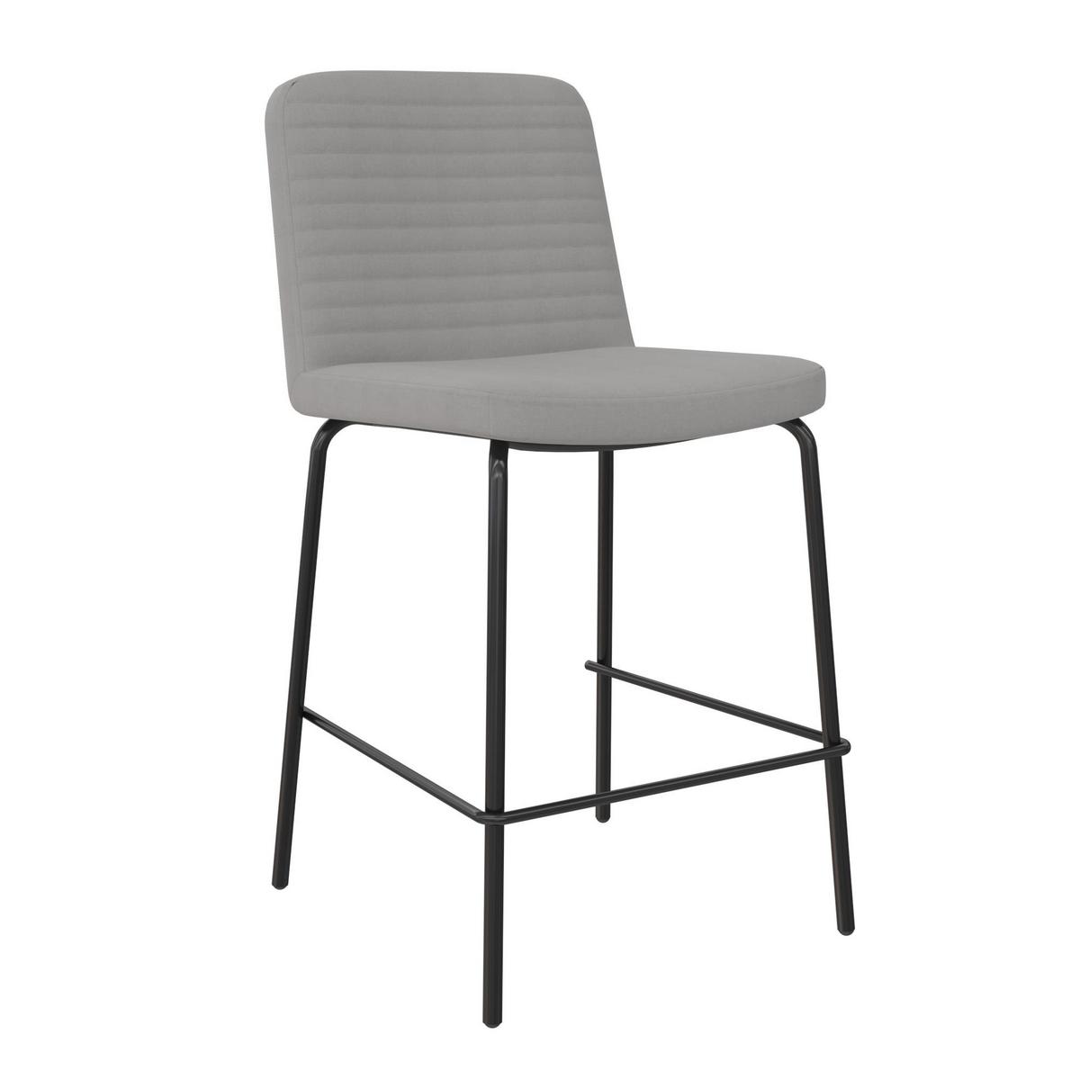 Barhocker Grau, B: 52 cm - Schwarz/Grau, Basics, Textil/Metall (52/88/47cm) - MID.YOU