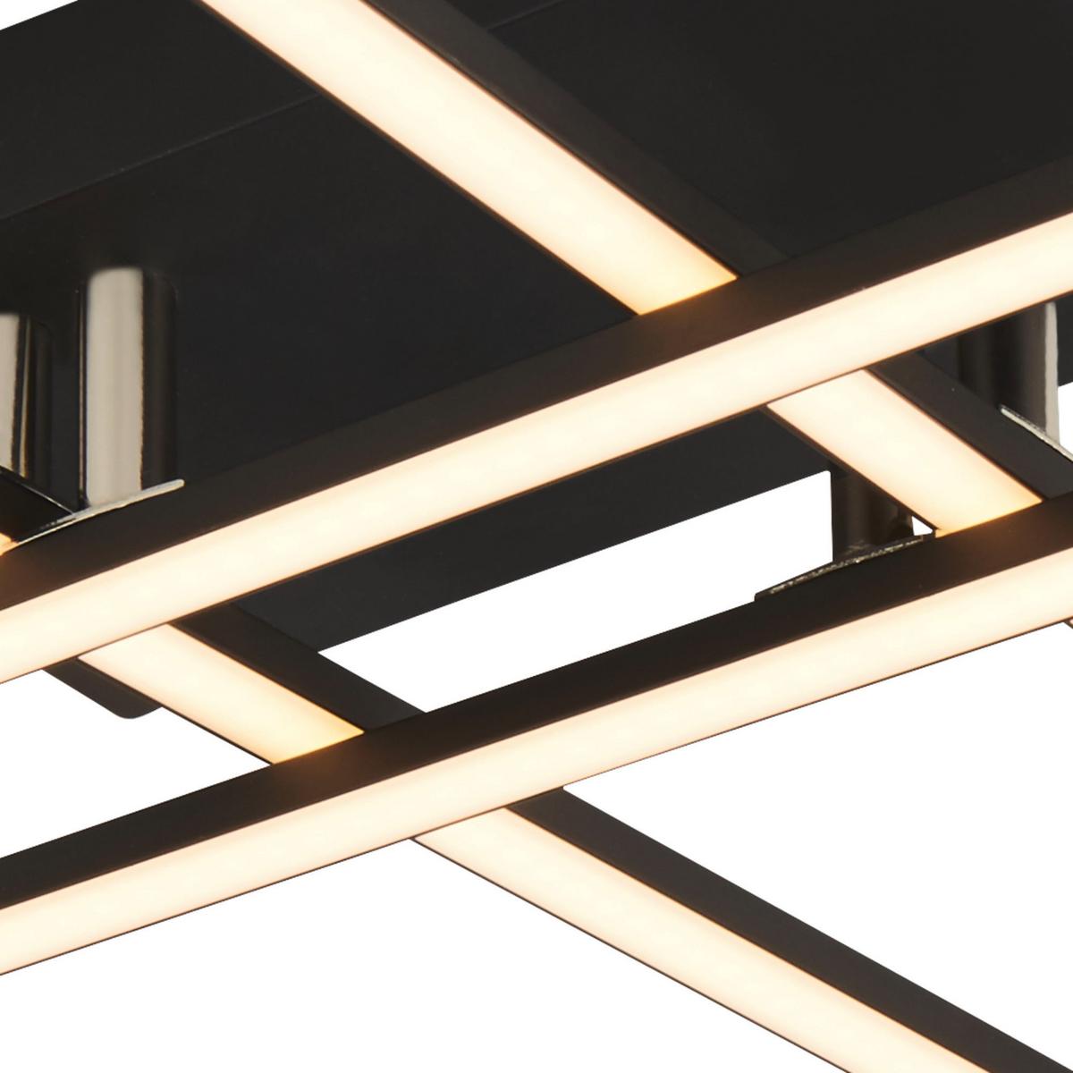 LED-Deckenleuchte 694-4bk - Chromfarben/Schwarz, Design, Kunststoff/Metall (45,5/45,5/8,5cm)
