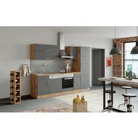 Küchenzeile Sorrento Mit Geräten 270 Cm Anthrazit - Anthrazit/Eiche Wotan, MODERN, Holzwerkstoff (270cm) - Held