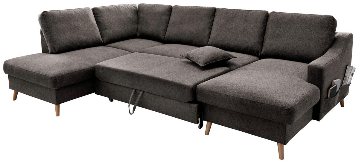 Wohnlandschaft Valentina Mit Schlaffunktion Braun - Braun/Naturfarben, KONVENTIONELL, Textil (200/301/150cm) - P & B