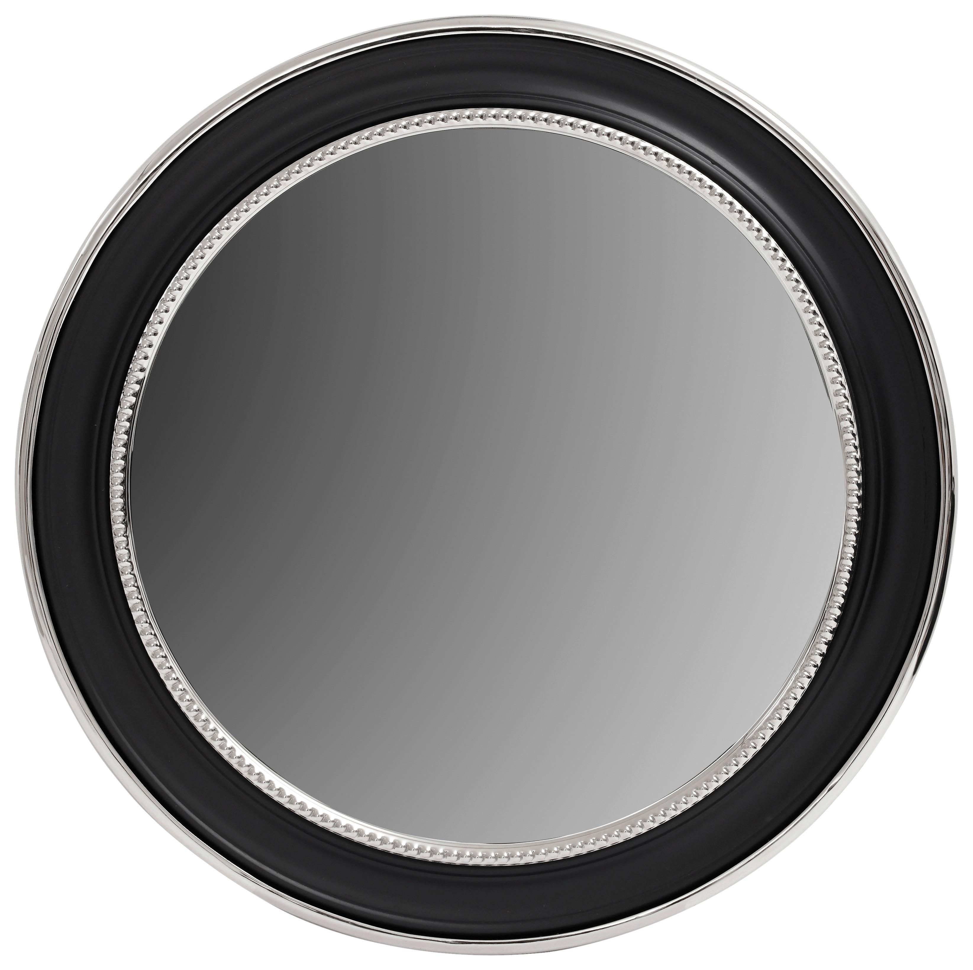 Wandspiegel Eleganca Rund 58 cm Schwarz/Silberfarben - Silberfarben/Schwarz, LIFESTYLE, Glas/Metall (58/58/3cm) - Kayoom