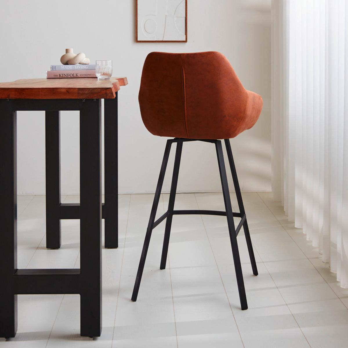 Barhocker-set Casper Cognac B: 55 Cm - Cognac/Schwarz, MODERN, Textil/Metall (55/109/57cm) - MID.YOU