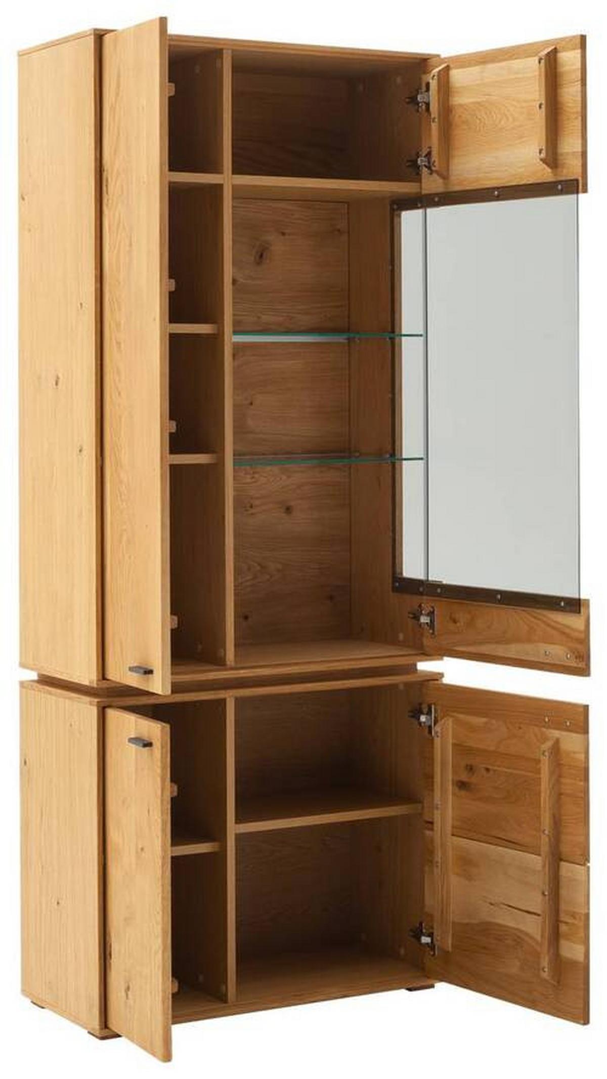 Vitrine Como B: 83 cm mit Beleuchtung Eichefarben - Wildeiche, Natur, Glas/Holz (83/202/38cm) - MID.YOU