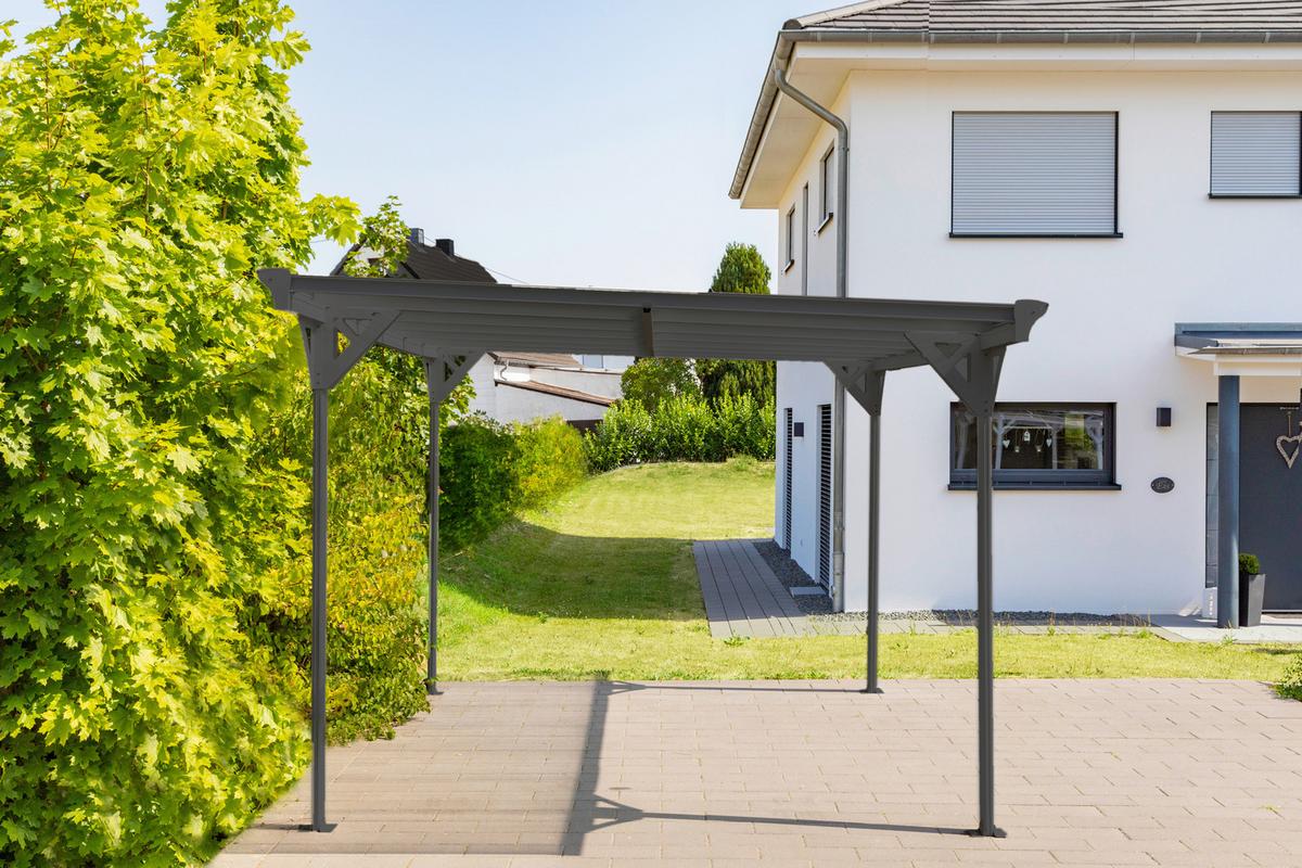 Prístrešok na auto CARPORT 15m2 - antracitová, Basics, kov/plast (305/232/503cm)