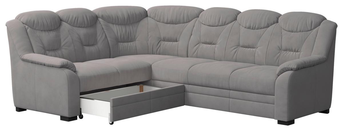 Ecksofa Marcus - Hellgrau/Schwarz, Basics, Textil (211/263cm) - MID.YOU