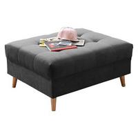 Polsterhocker Alice Anthrazit Webstoff H: 48 cm Holzbeine - Anthrazit/Kieferfarben, KONVENTIONELL, Holzwerkstoff/Textil (106/48/80cm) - MID.YOU