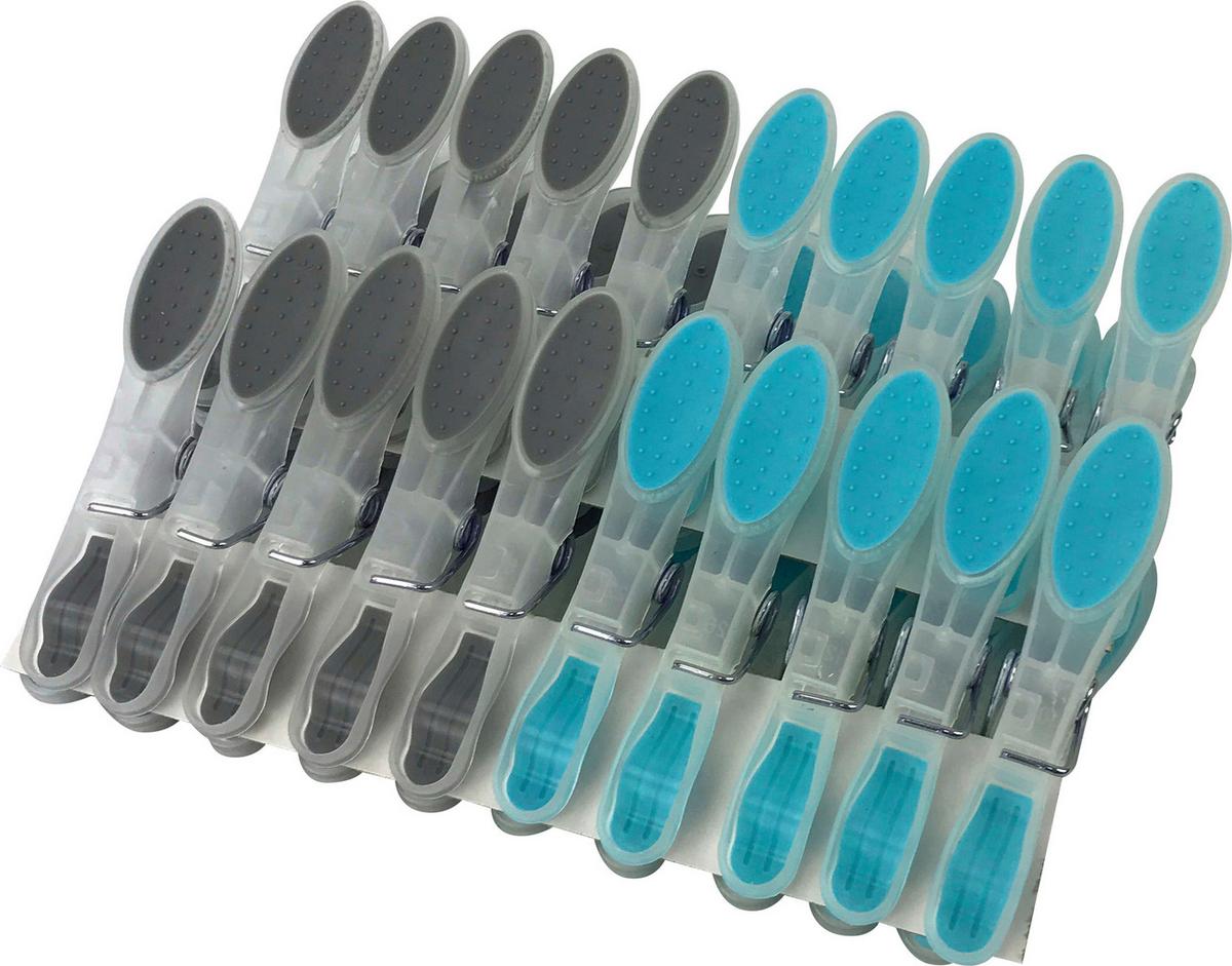 Kolíčky na prádlo Soft, 20ks/bal. - šedá/tyrkysová, kov/plast - Mömax