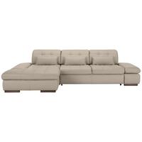 Rohová sedačka SANFINO, ľavá, svetlosivá pravá koža - svetlosivá/chrómová, Konventionell, kov/koža (199/79-96/305cm) - Premium Living