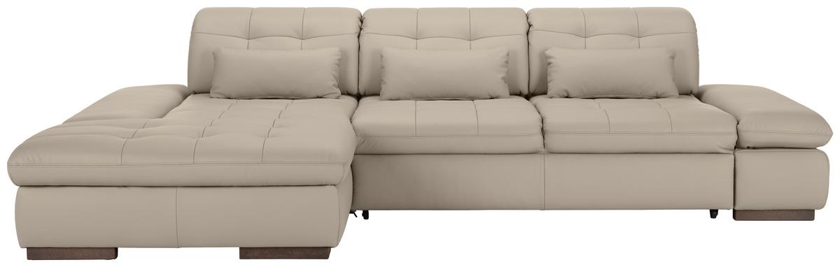 Rohová sedačka SANFINO, ľavá, svetlosivá pravá koža - svetlosivá/chrómová, Konventionell, kov/koža (199/79-96/305cm) - Premium Living