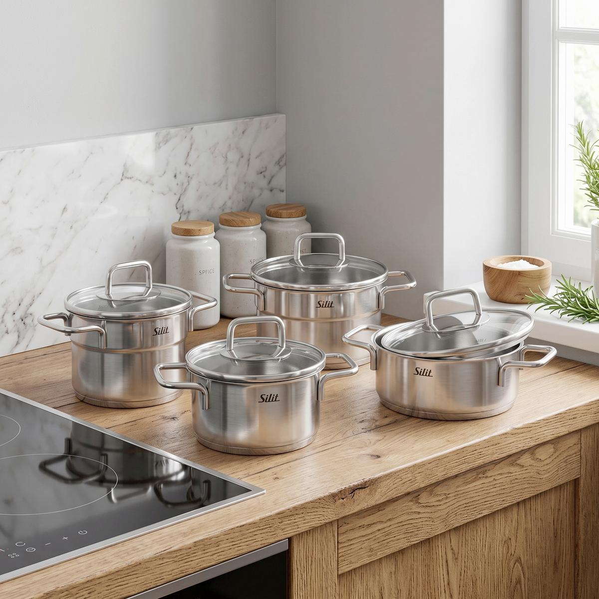 KOCHTOPFSET SILIT EXTRA COOK MINI - Edelstahlfarben, KONVENTIONELL, Metall (21,5/23,8/37,4cm) - Silit