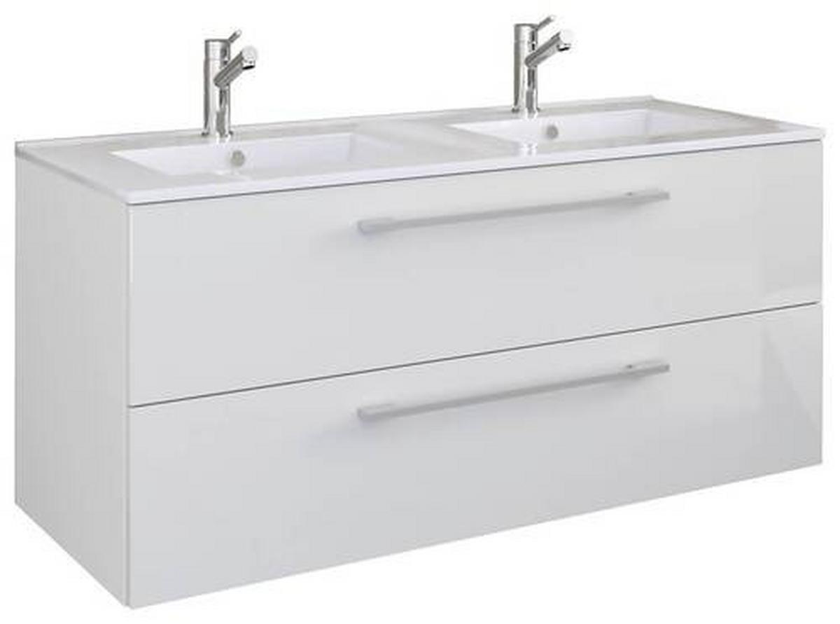 Hängendes Waschbecken Mit Unterschrank B: 111 Cm Weiß - Weiß, MODERN, Keramik/Holzwerkstoff (111cm) - MID.YOU