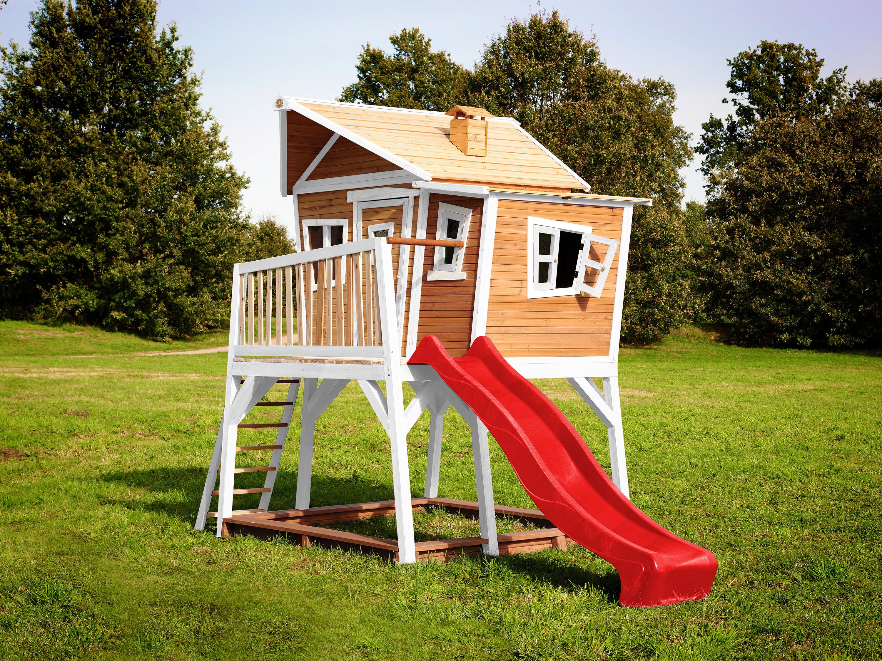 Spielturm A030.150.21 - Rot/Braun, KONVENTIONELL, Holz (432/288/193cm) - Ambia Garden