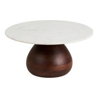 Couchtisch Heide Weiß/Dunkelbraun B: 70cm - Dunkelbraun/Weiß, Design, Holz/Stein (70/70/35cm) - MID.YOU