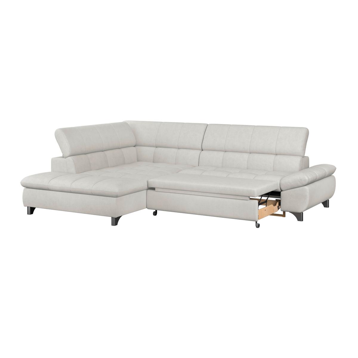 Ecksofa Gemini Elfenbeinfarbig, B: 234cm - Chromfarben/Creme, KONVENTIONELL, Textil (234/312cm)