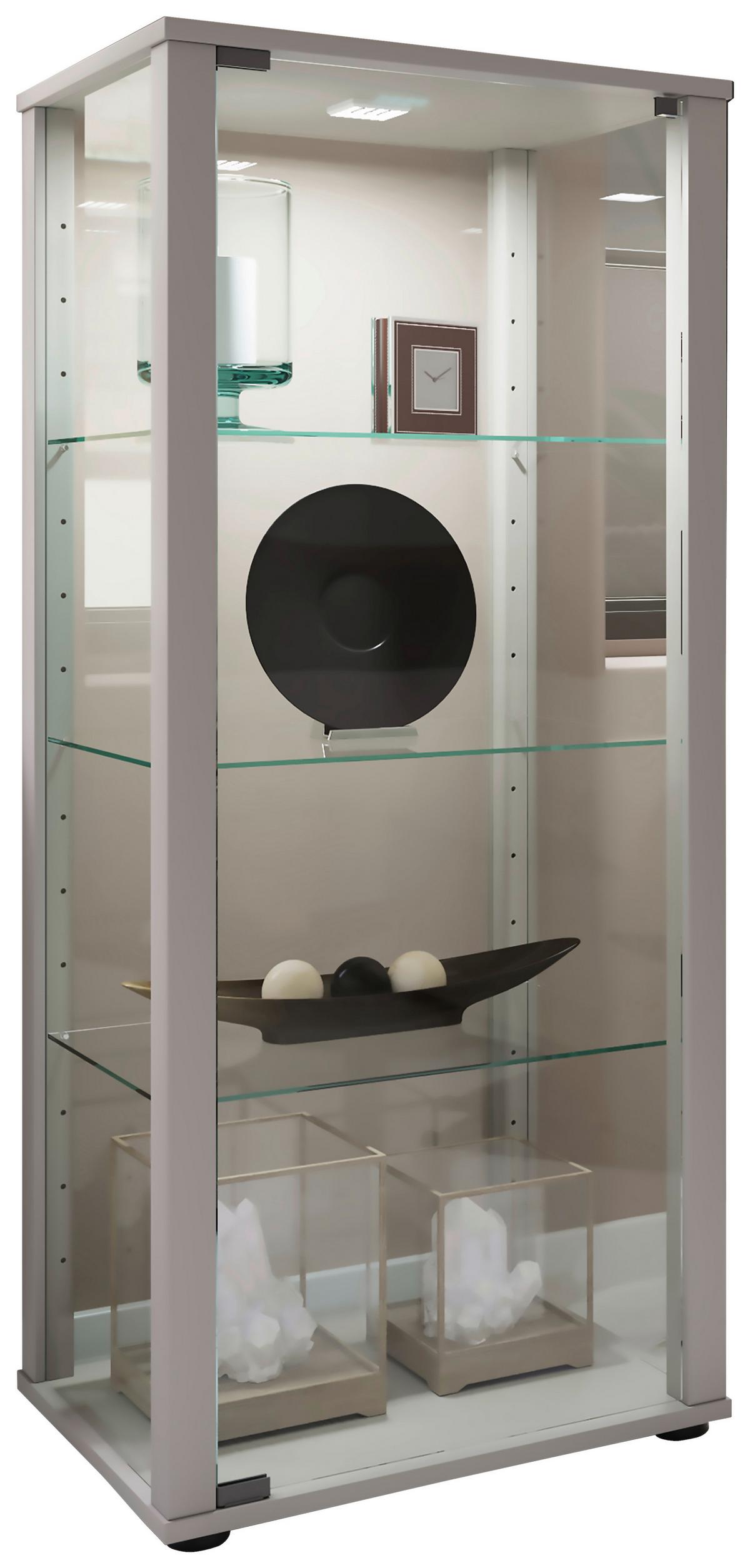 Vitrine Kavisa B: 50 Cm Silberfarben - Silberfarben/Schwarz, MODERN, Glas/Holzwerkstoff (50/114,5/38cm) - MID.YOU
