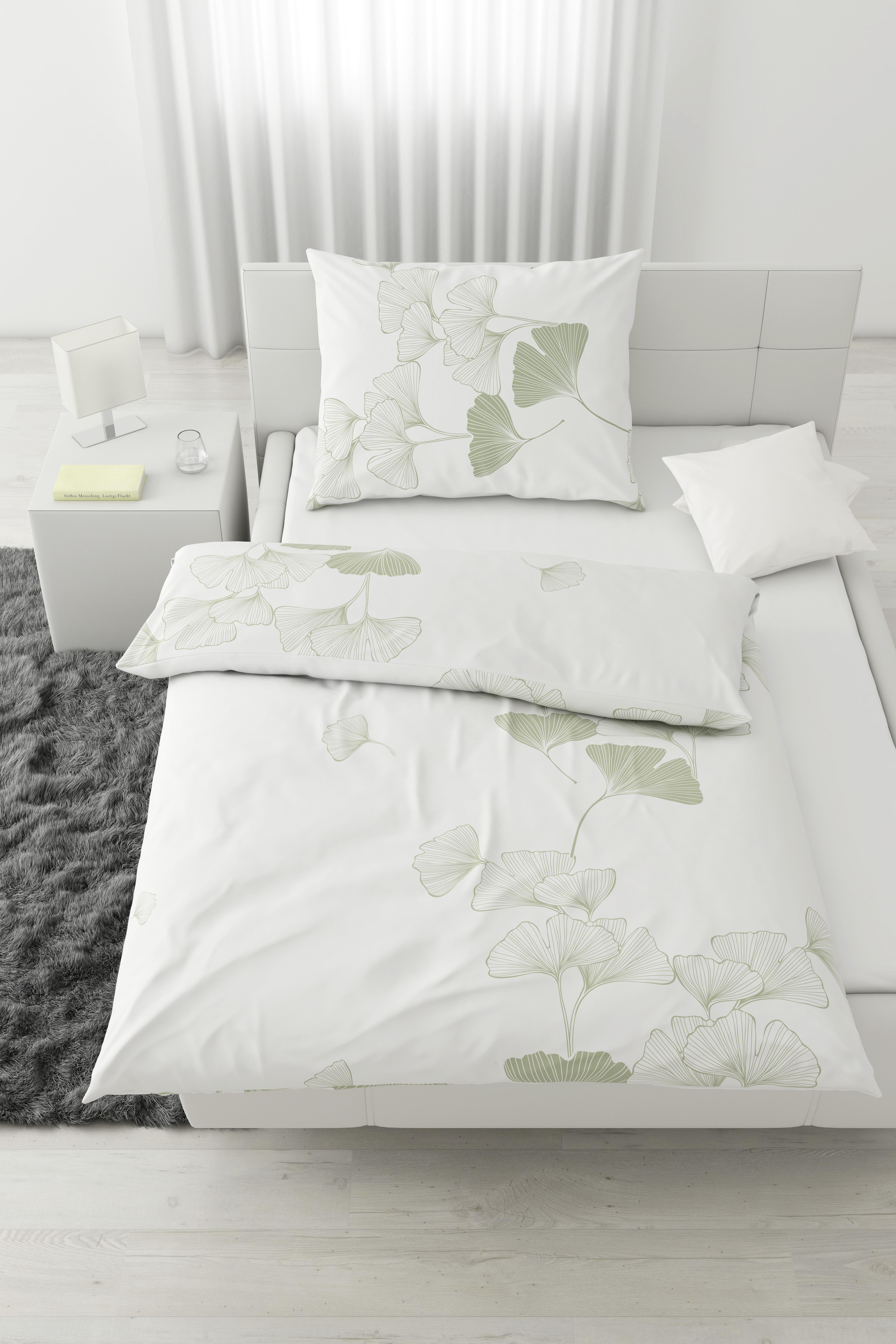 Povlečení Gingko, 140/200cm, Zelená - mátově zelená, Konvenční, textil (140/200cm) - Modern Living