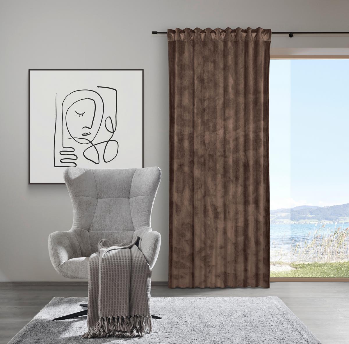 HOTOVÝ ZÁVES VIOLA - hnedá, Konventionell, textil (140/245cm) - Premium Living