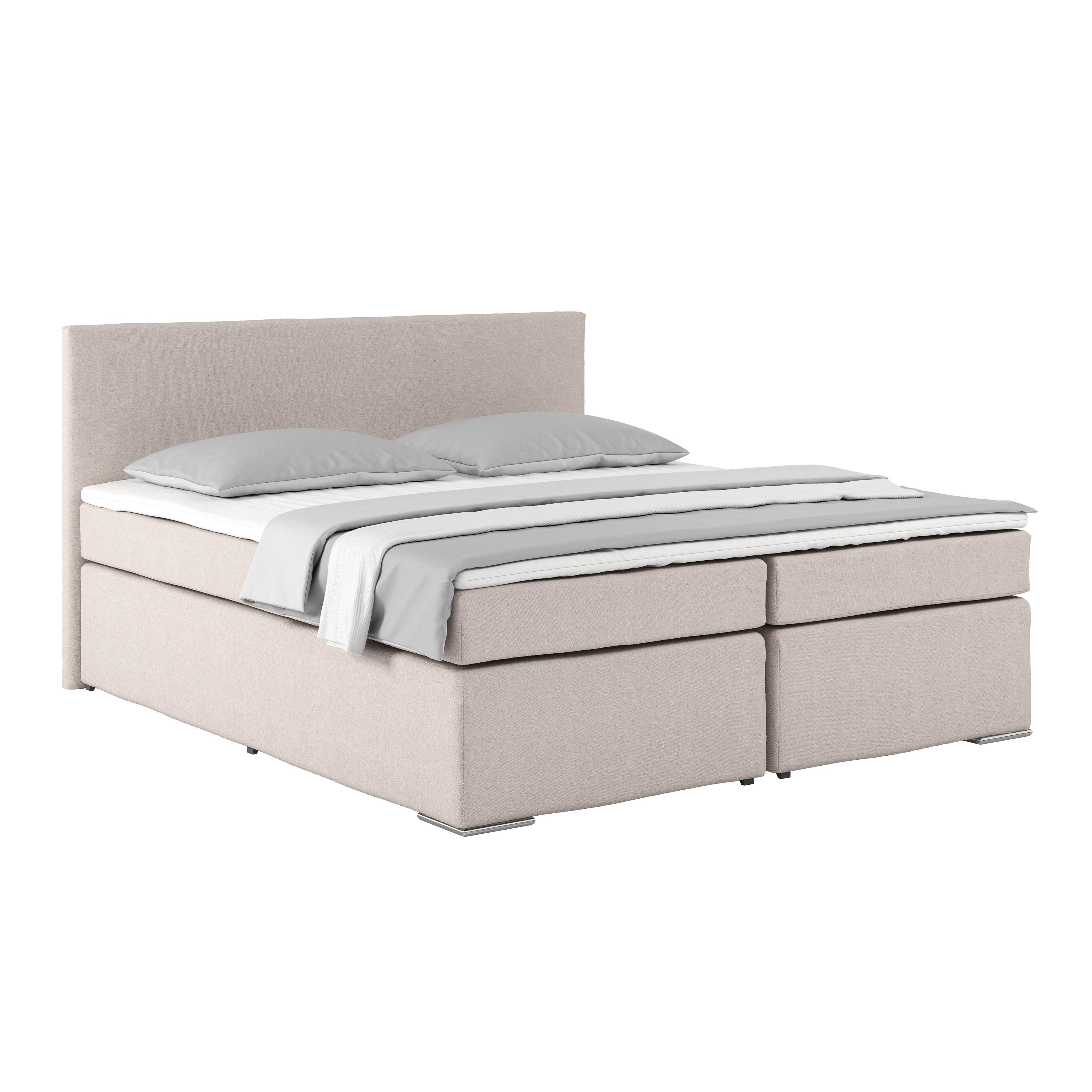 Posteľ Boxspring NERO PL: 180/200 cm, béžová - chrómová/béžová, Konventionell, kov/textil (180/200cm)