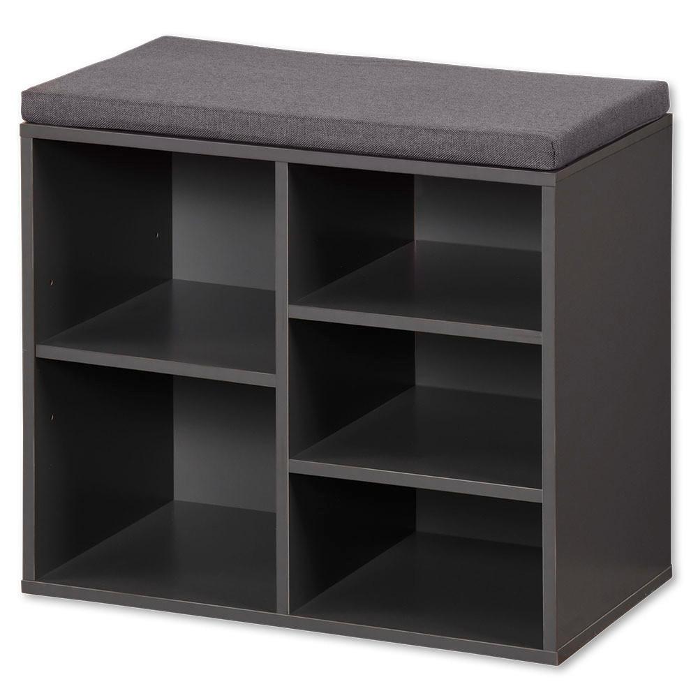 Schuhschrank Grau B: 29,5 cm Textil/Holz Mit Sitzkissen - Grau, Basics, Holzwerkstoff/Textil (29,50/48/51,50cm) - Kesper