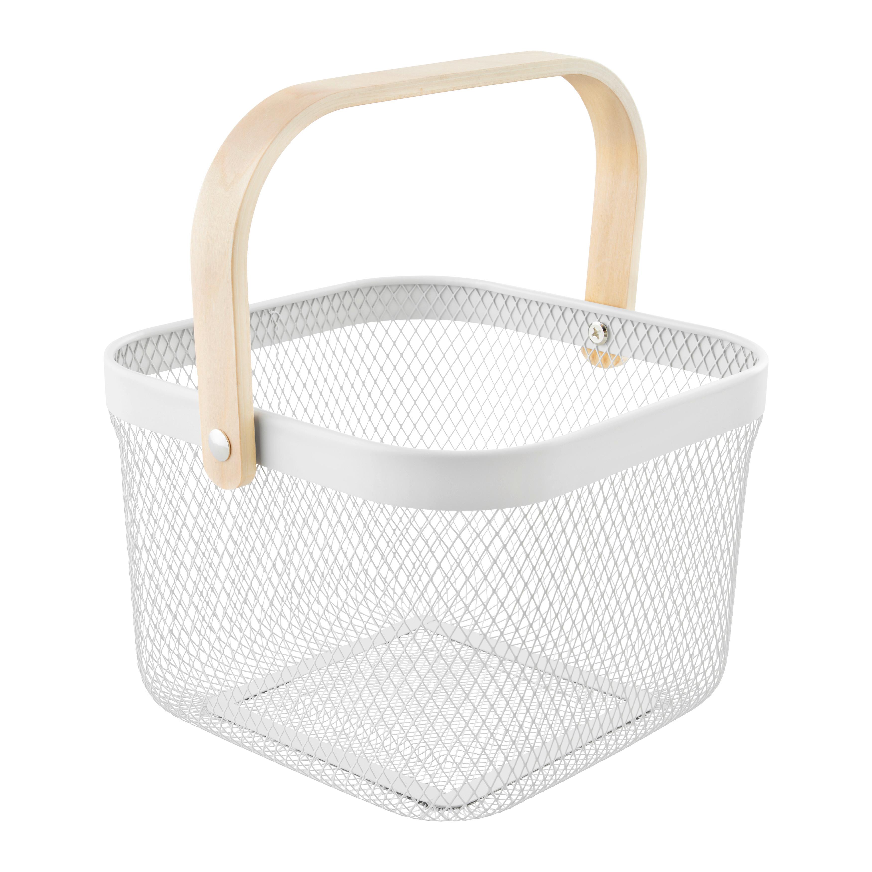 Univerzální košík BETTY - bílá, Moderní, kov/dřevo (26.8/25.5/17.5cm) - Mömax