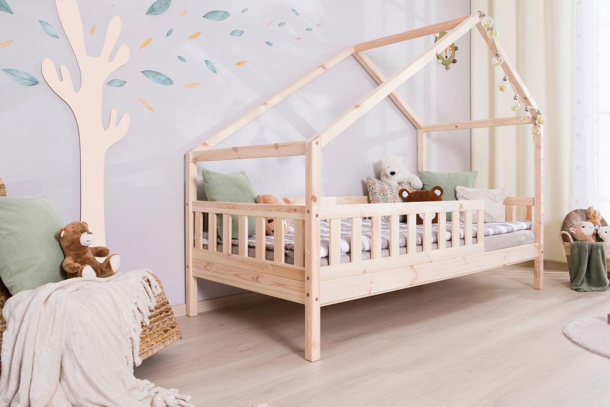 Hausbett Lou Naturfarben B: 90 Cm - Naturfarben/Weiß, MODERN, Holz/Textil (90/200cm) - MID.YOU