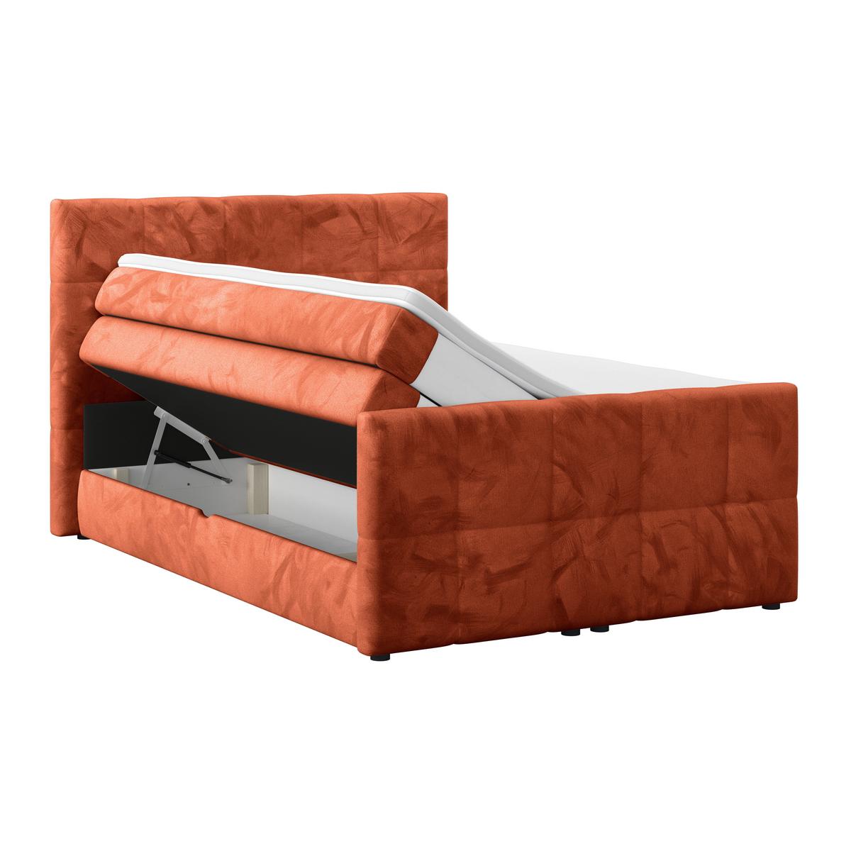Boxspringbett mit Topper und Bettkasten 140x200 cm Medino - Rostfarben, KONVENTIONELL, Holz/Holzwerkstoff (140/200cm) - Luca Bessoni