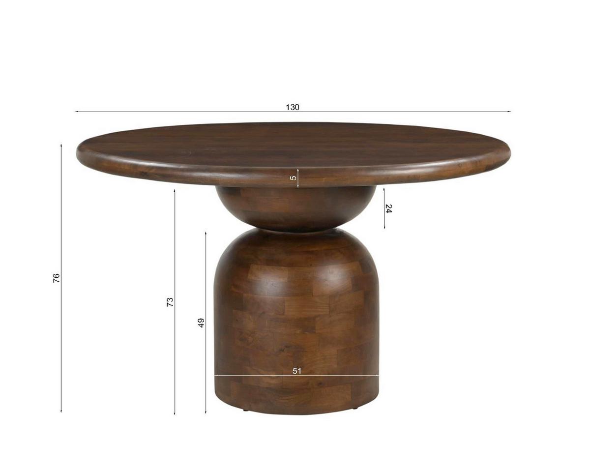ESSTISCH Braun L: 130cm - Braun, MODERN, Holz (130/130/76cm) - MID.YOU